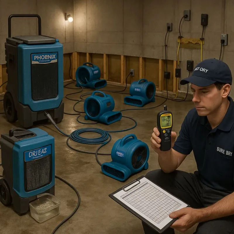 Structural Drying and Dehumidification process in Hamilton County, TX